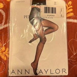 Ann Taylor sheer black polka dot  tights  size large control top